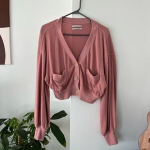 UO pink cropped cardigan